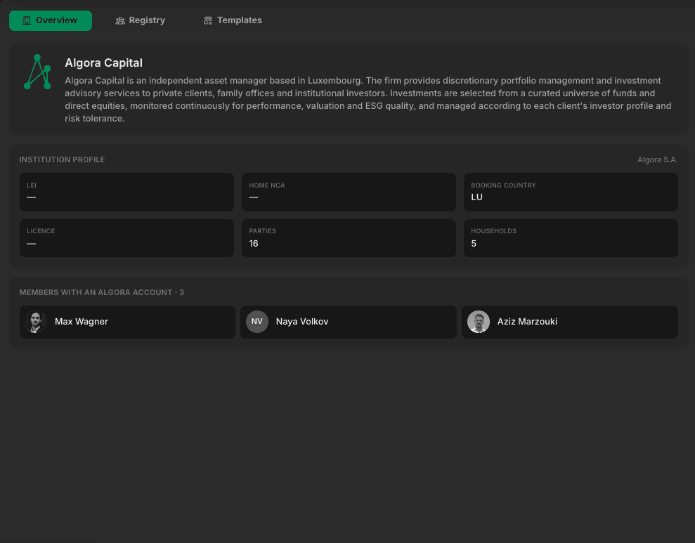 Institution module — 1